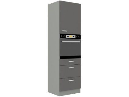 Kuchyňská skříňka Grey - 60 DPS-210 3S 1F sloupek se zabudovanou troubou, šuplíkový PREMIUM BOX