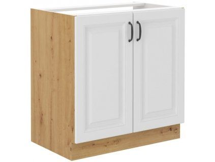 Kuchyňská skříňka Stilo WHAR - dolní 80 ZL 2F dřezová, bílá + Artisan