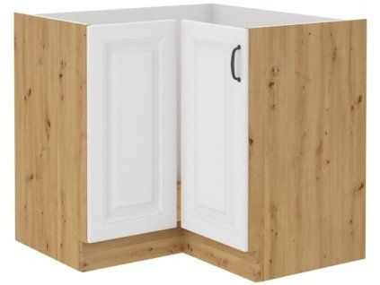 Kuchyňská skříňka Stilo WHAR - dolní rohová 90x90 DN 2F, bílá + Artisan