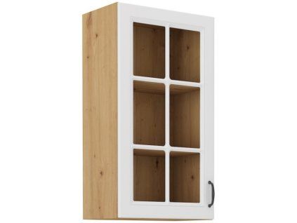 Kuchyňská skříňka Stilo WHAR - horní vitrína 40 GS-90 1F, bílá + Artisan
