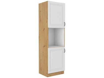 Kuchyňská skříňka Stilo WHAR - 60 DP-210 2F sloupek se zabudovanou troubou, dvířka, bílá + Artisan