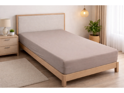 13327 prosteradlo scarlett jersey 90 x 200 cm tmave bezove