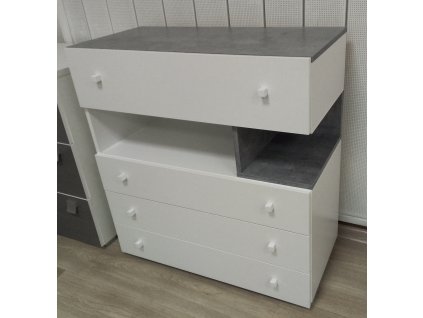 Komoda Sigma SI 11 (bílý lux + beton) - SKLADEM 1 ks