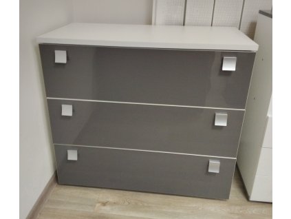 Komoda Milano (bílý mat + šedý lesk) - SKLADEM 1 ks