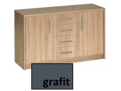 Komoda Genewa 2 grafit - SKLADEM 1 ks
