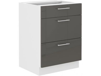 Kuchyňská skříňka Lara Grey - dolní 60 D 3S šuplíková QUADRO