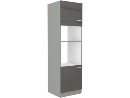 Kuchyňská skříňka Grey - 60 DPM-210 2F sloupek se zabudovanou troubou a mikrovlnkou, dvířka