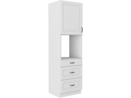 Kuchyňská skříňka Stilo WHWH - 60 DPS-210 3S 1F sloupek se zabudovanou troubou, šuplíkový, bílá + bílá