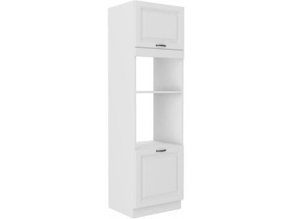 Kuchyňská skříňka Stilo WHWH - 60 DPM-210 2F sloupek se zabudovanou troubou a mikrovlnkou, dvířka, bílá + bílá