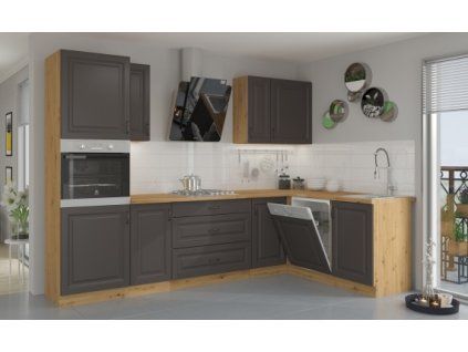 Kuchyňská linka Stilo GRAR grafit + Artisan - Sestava 1