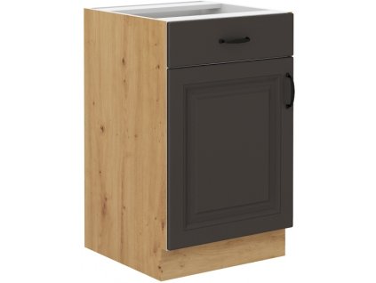 Kuchyňská skříňka Stilo GRAR - dolní 50 D 1F 1S dvířka + šuplík, grafit + Artisan