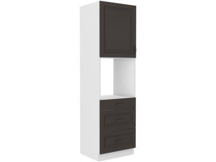 Kuchyňská skříňka Stilo GRWH - 60 DPS-210 3S 1F sloupek se zabudovanou troubou, šuplíkový, grafit + bílá