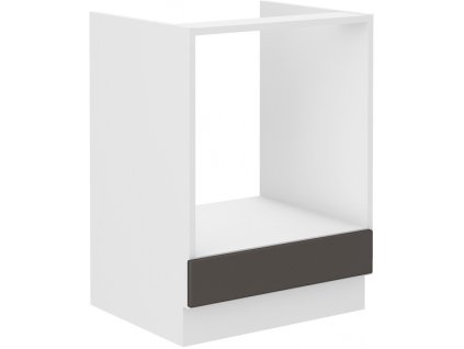 Kuchyňská skříňka Stilo DustGRWH - dolní 60 D GAZ pro vestavný sporák, Dust Grey + bílá