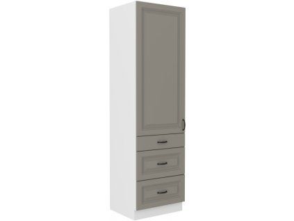 Kuchyňská skříňka Stilo ClayGRWH - 60 DKS-210 3S 1F potravinová se šuplíky, Clay Grey + bílá