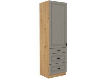 Kuchyňská skříňka Stilo ClayGRAR - 60 DKS-210 3S 1F potravinová se šuplíky, Clay Grey + Artisan