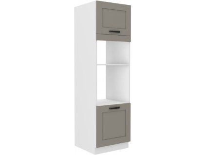 Kuchyňská skříňka Luna ClayGRWH - 60 DPM-210 2F sloupek se zabudovanou troubou a mikrovlnkou, dvířka