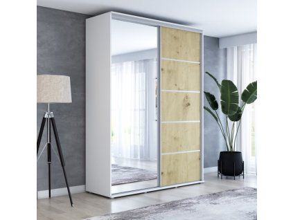 Šatní skříň Majda 1 Alu - šířka 140 cm, výška 242 cm
