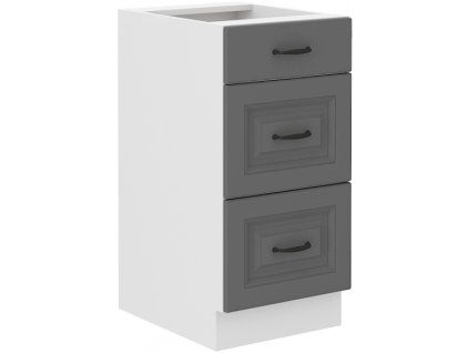 Kuchyňská skříňka Stilo DustGRWH - dolní 40 D 3S šuplíková, Dust Grey + bílá