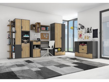 pol pl Zestaw mebli dzieciecych Nano 2 grafit dab riviera idealna propozycja do pokoju mlodziezowego w modnym stylu 6205 1
