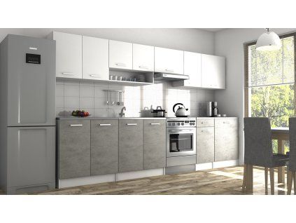 Kuchyňská linka Luigi II 320/260 bílá/beton