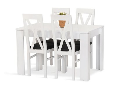 Jídelní set Valdo 4 bílá/šedá