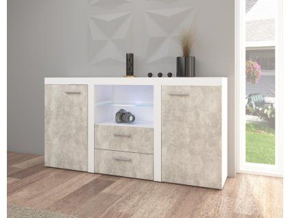 Komoda Rizo 2D2S bílá/beton