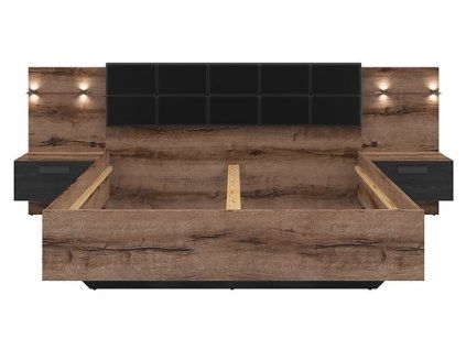 lož.KASSEL postel LOZ/160/A BEZ ROŠTU A MATRACE dub monastery/dub černý