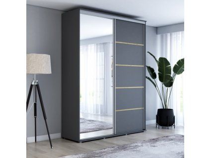 Šatní skříň Zuza 1 Alu - šířka 120 cm, hloubka 45 cm, výška 242 cm