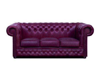 Pohovka Chesterfield Lord 3 kůže bordó