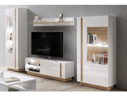 Obývací stěna Arco 2 bílá + dub grandson