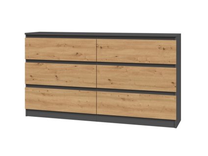 Komoda Malvína M6 140 antracit/dub artisan