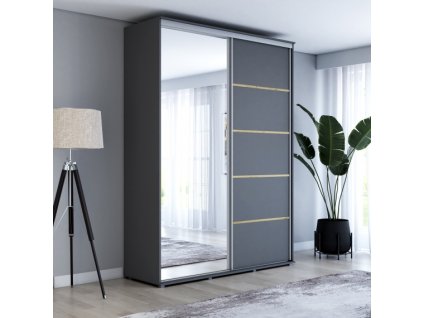Šatní skříň Baryla 1 Alu šířka 120 cm, výška 220 cm, hloubka 61 cm