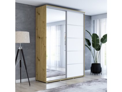 Šatní skříň Baryla 1 Alu šířka 150 cm, výška 220 cm, hloubka 61 cm