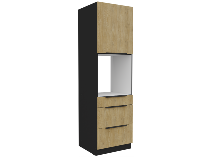 Kuchyňská skříňka Cremona BL - 60 DPS-210 3S 1F sloupek se zabudovanou troubou, šuplíkový PREMIUM BOX