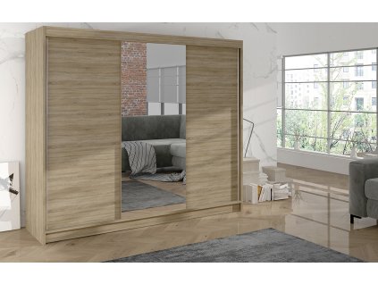 Skříň Debora I 200 cm - dub sonoma, výška 215 cm, hloubka 58 cm