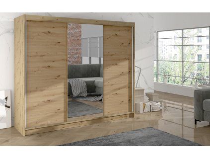 Skříň Debora I 200 cm - dub artisan, výška 215 m, hloubka 58
