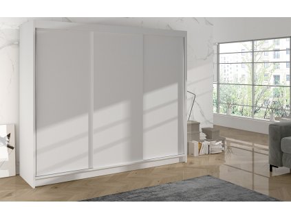 Skříň Debora II 200 cm - bílá, výška 215, hloubka 58 cm