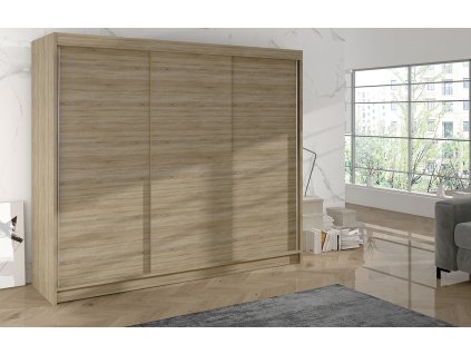 Skříň Debora II 200  cm - dub sonoma, výška 215 cm, hloubka 58 cm