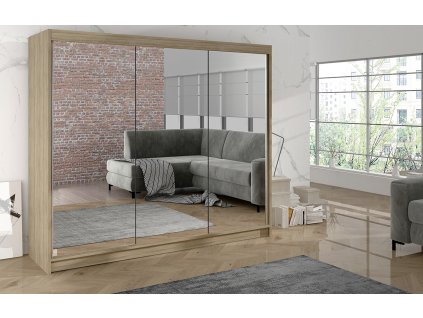 Skříň Debora III 200  cm - dub sonoma, výška 215 cm, hloubka 58 cm