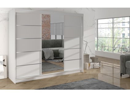 Skříň Debora VI 200 cm - bílá, výška 215 cm, hloubka 58 cm
