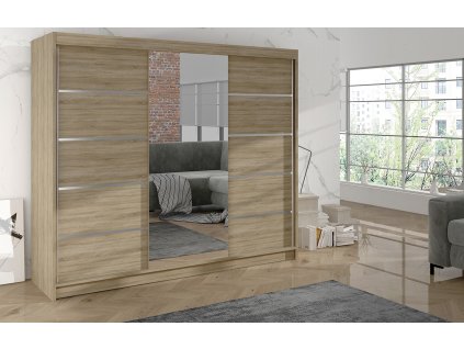 Skříň Debora VI 200 cm - dub sonoma, výška 215 cm, hloubka 58 cm