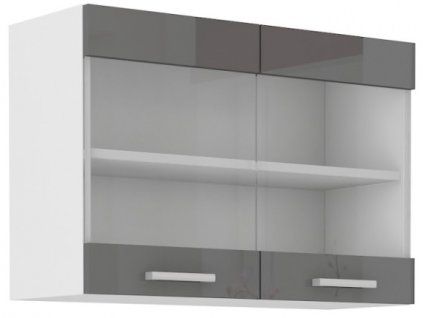 Kuchyňská skříňka Sonia šedý lesk - horní vitrína 80 GS-60 2F