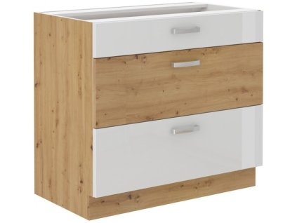 Kuchyňská skříňka Artisan bílý lesk - dolní 80 D 3S šuplíková PREMIUM BOX