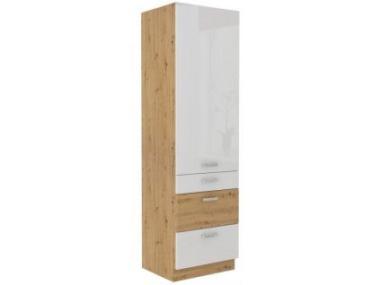 Kuchyňská skříňka Artisan bílý lesk - 60 DKS-210 3S 1F potravinová se šuplíky PREMIUM BOX