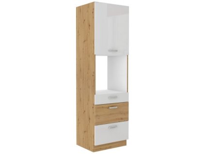 Kuchyňská skříňka Artisan bílý lesk - 60 DPS-210 3S 1F sloupek se zabudovanou troubou, šuplíkový PREMIUM BOX