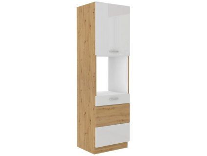 Kuchyňská skříňka Artisan bílý lesk - 60 DP-210 2F sloupek se zabudovanou troubou, dvířka