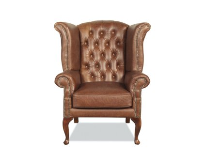 Křeslo Chesterfield Queen kůže koňak