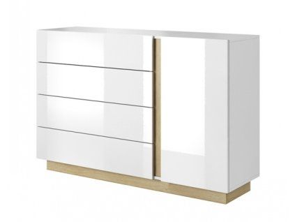 Komoda Arco M 138 D4S bílá + dub grandson