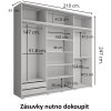 Šatní skříň Lago 1 s nástavcem, se zrcadlem, šířka 210 cm, hloubka 61 cm, výška 247 cm