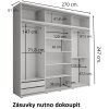 Šatní skříň Lago 1 s nástavcem a se zrcadlem, šířka 270 cm, hloubka 61 cm, výška 247 cm